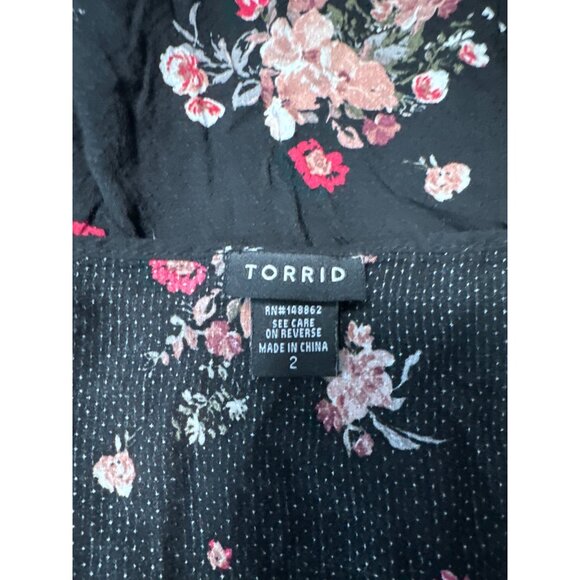 Torrid Womens Floral Ruffle Sleeveless Button-Down Blouse Size 2X - Picture 5 of 8
